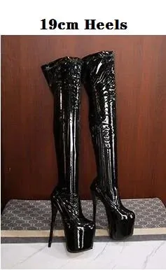 Ladies Shoes Red Pole Dancing 20cm Thin Heels Stiletto Over The Knee Long Boots