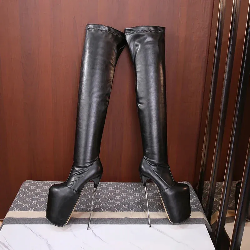 Ladies Shoes Red Pole Dancing 20cm Thin Heels Stiletto Over The Knee Long Boots