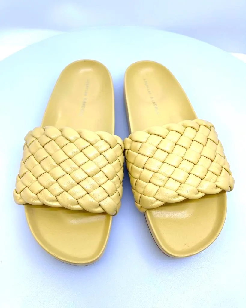 LOEFFLER RANDALL SONNIE WOOVEN SLIDE SANDALS