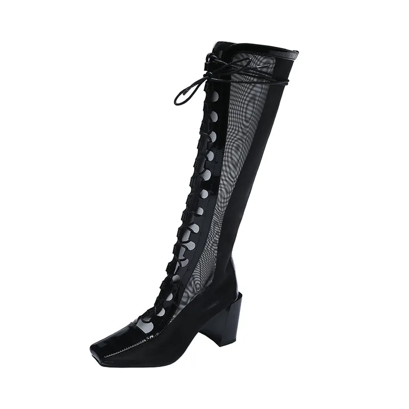 Long Boots Women'S Ins Trendy Breathable Thick Heel Casual But Knee Boots