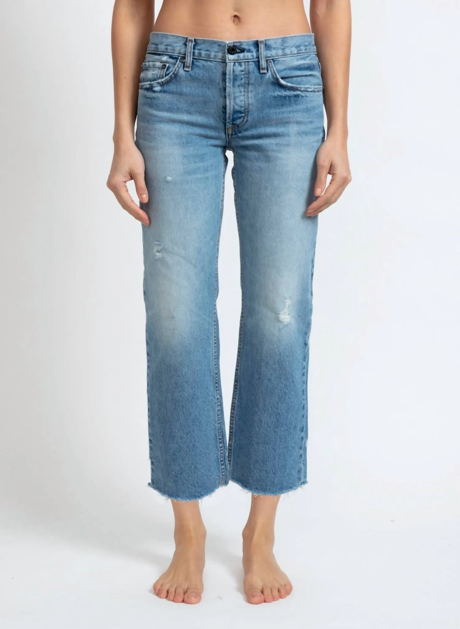 Low Rise Straight Leg Jeans In Clean Berkley