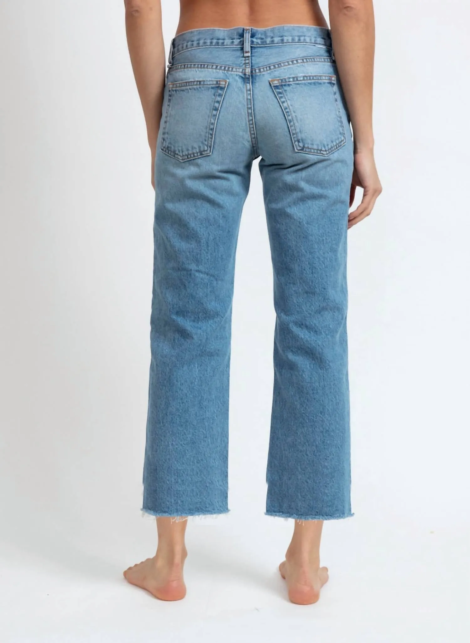 Low Rise Straight Leg Jeans In Clean Berkley