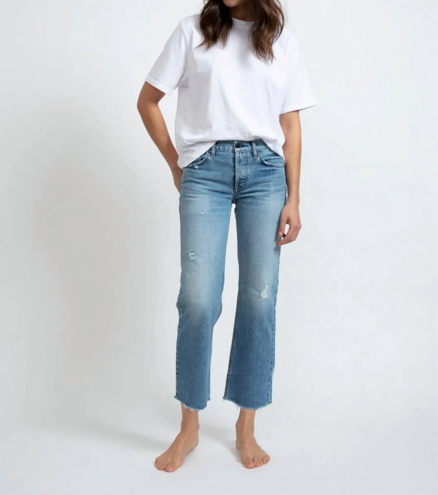 Low Rise Straight Leg Jeans In Clean Berkley