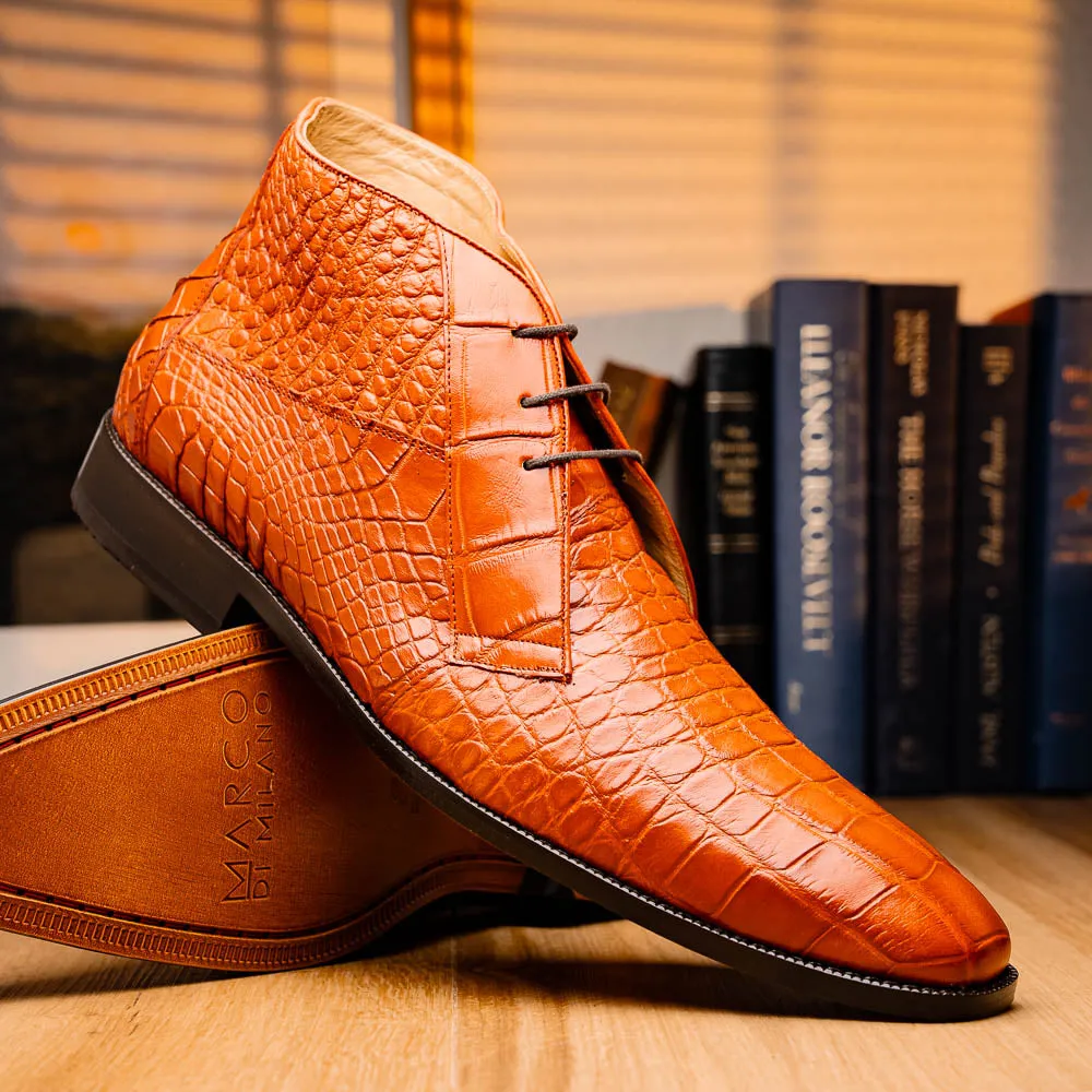 Marco Di Milano Pietro Honey Alligator Derby Boots