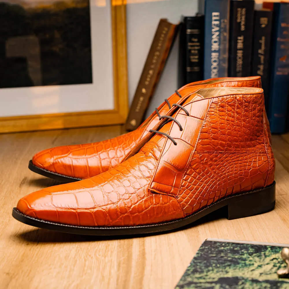 Marco Di Milano Pietro Honey Alligator Derby Boots
