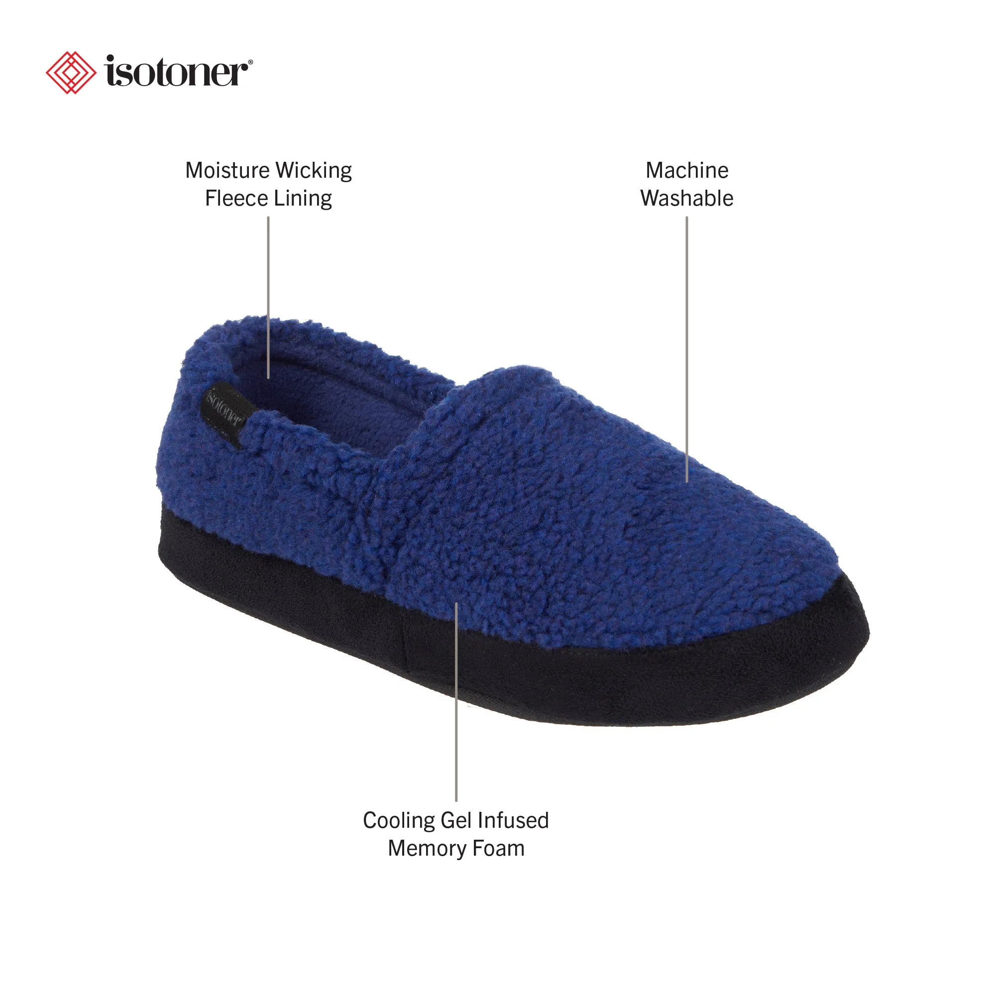 Men's Berber Aspen Closed Back Slipper with Moisture Wicking and Gel Infused Memory Foam