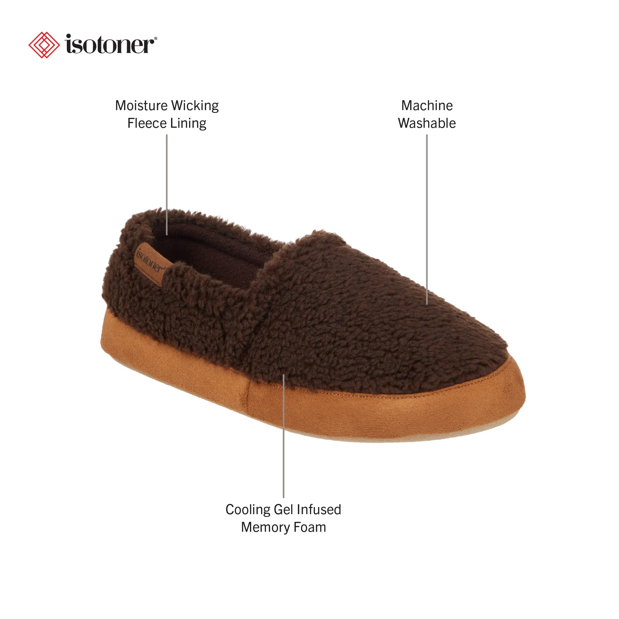 Men's Berber Aspen Closed Back Slipper with Moisture Wicking and Gel Infused Memory Foam