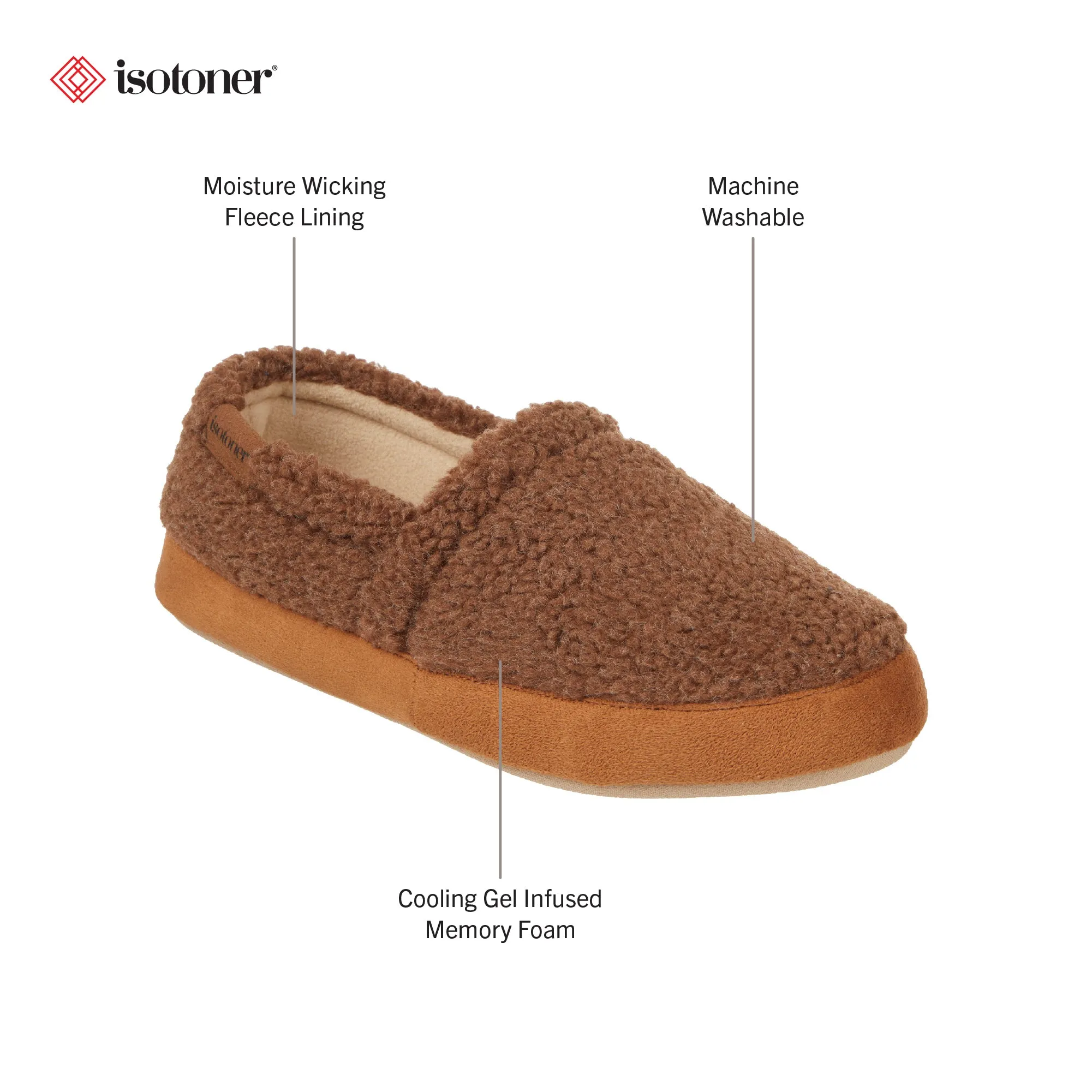 Men's Berber Aspen Closed Back Slipper with Moisture Wicking and Gel Infused Memory Foam