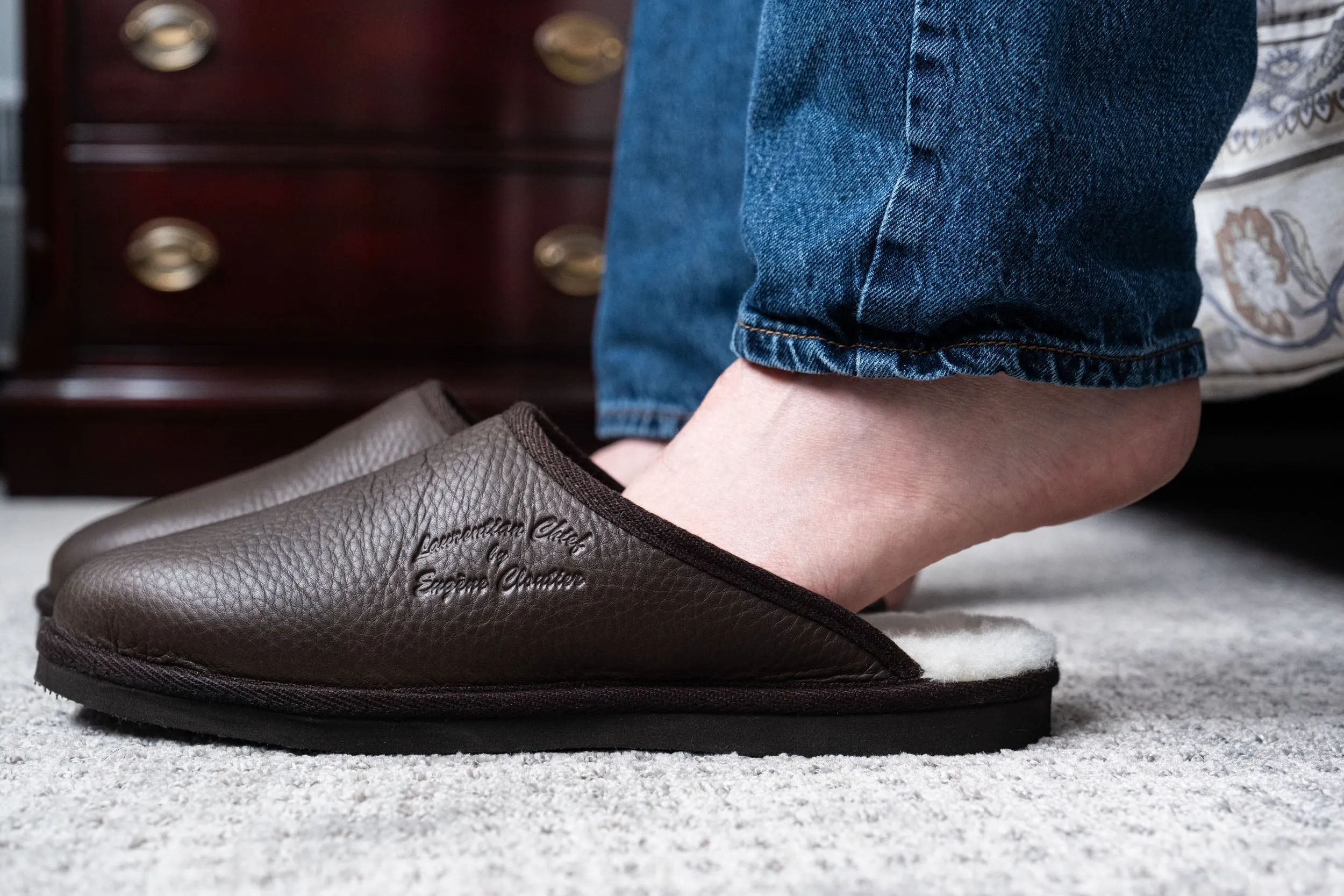 Men's Wide Sheepskin Slip-On Mule Slippers