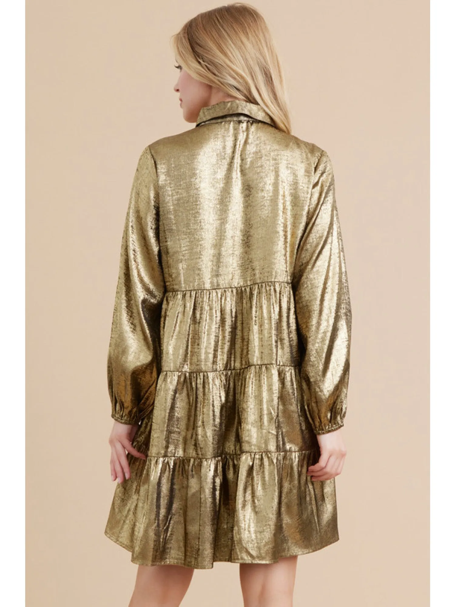 Metallic Baby Doll Dress