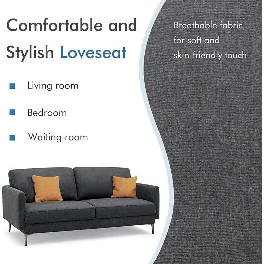 Modern Loveseat with Comfy Backrest Cushions-Gray - Color: Gray