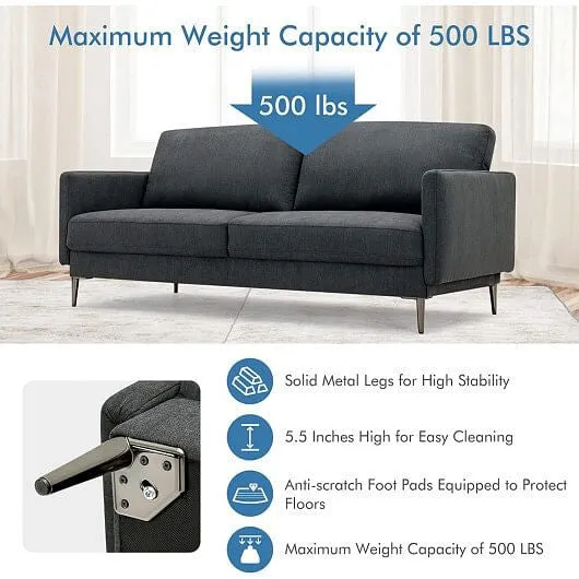 Modern Loveseat with Comfy Backrest Cushions-Gray - Color: Gray