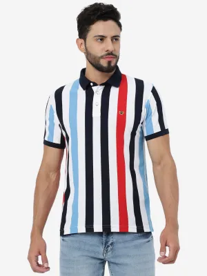 Multicolour Striped Slim Fit Polo T-Shirt | JadeBlue