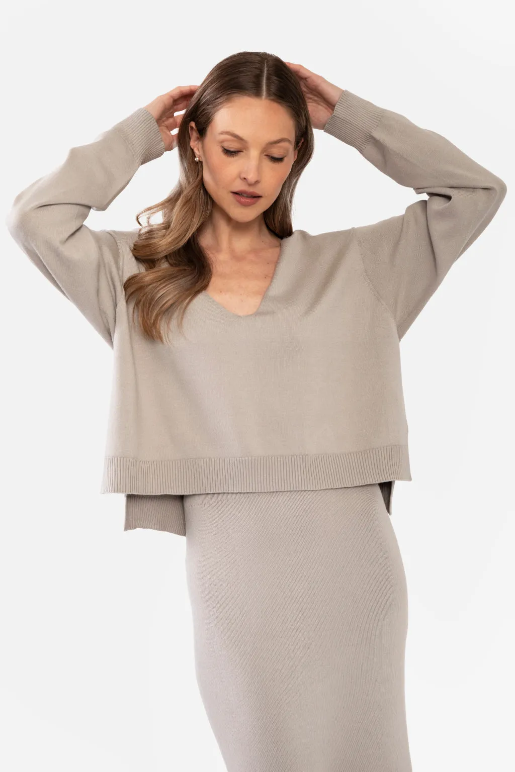 NATALIYA PENCIL SKIRT - LIGHT HEATHER GREY