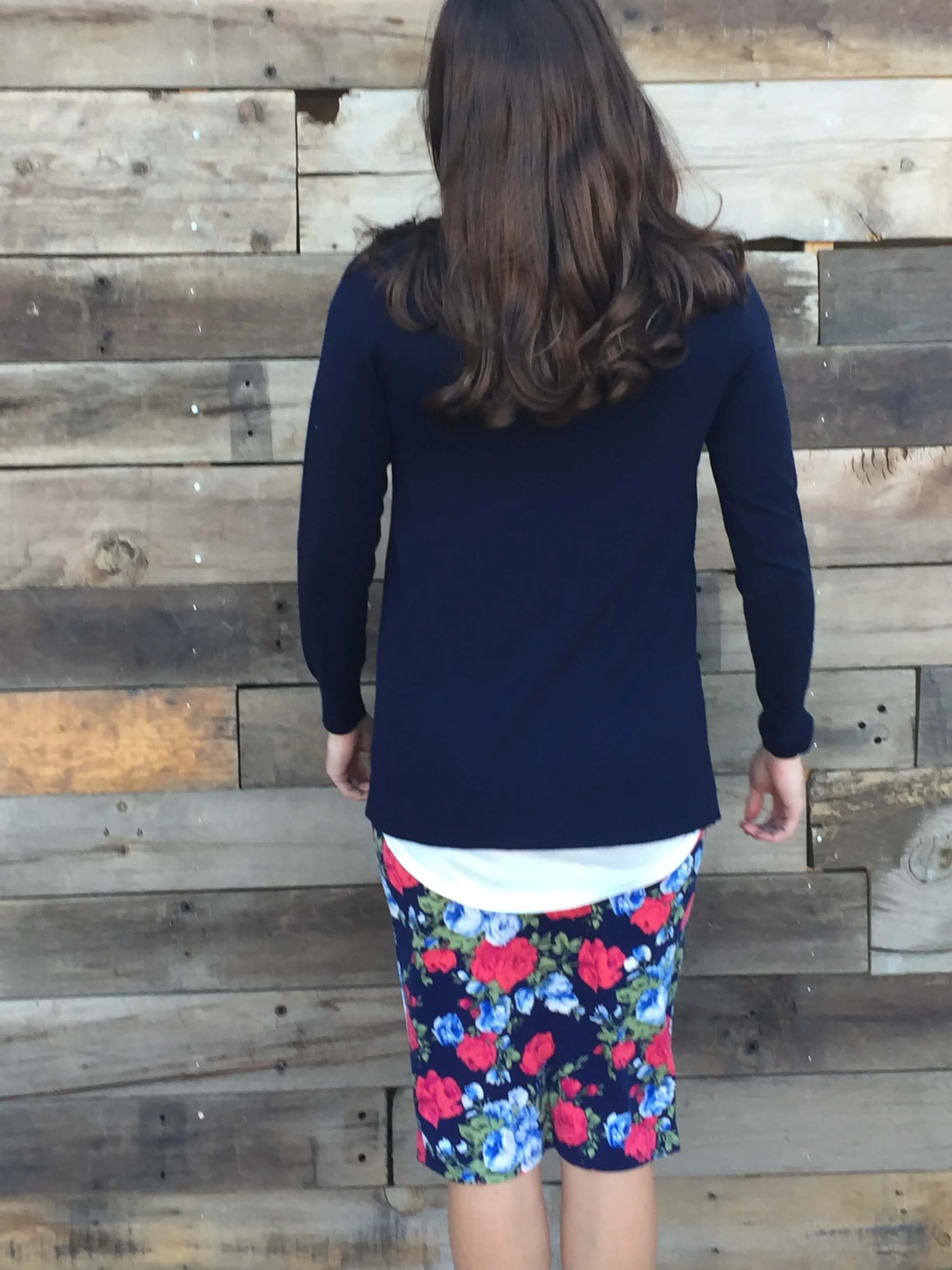 Navy Ribbed Trim Cardigan