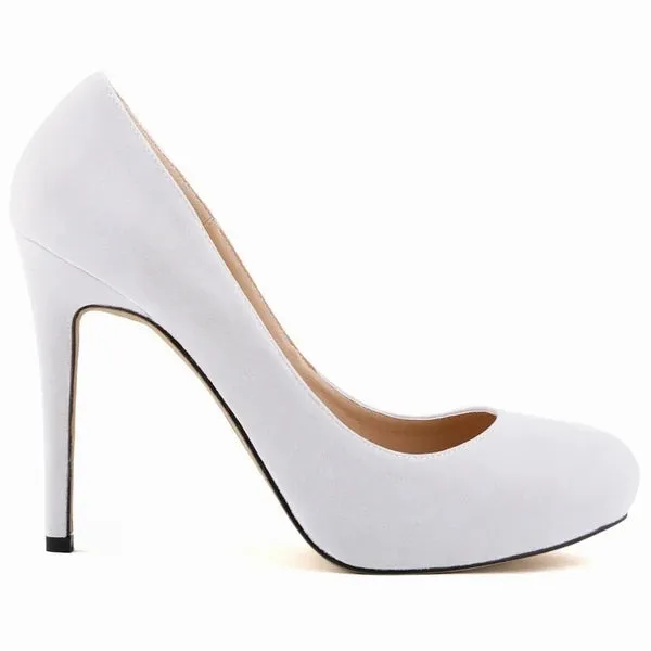 New Women Stilettos Pumps Sexy 11cm Round Toe Velvet High Heels Shallow Elegant Lady Office Party Wedding Shoes Large Size 43