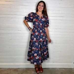 Nora Midi Dress | Navy Mix
