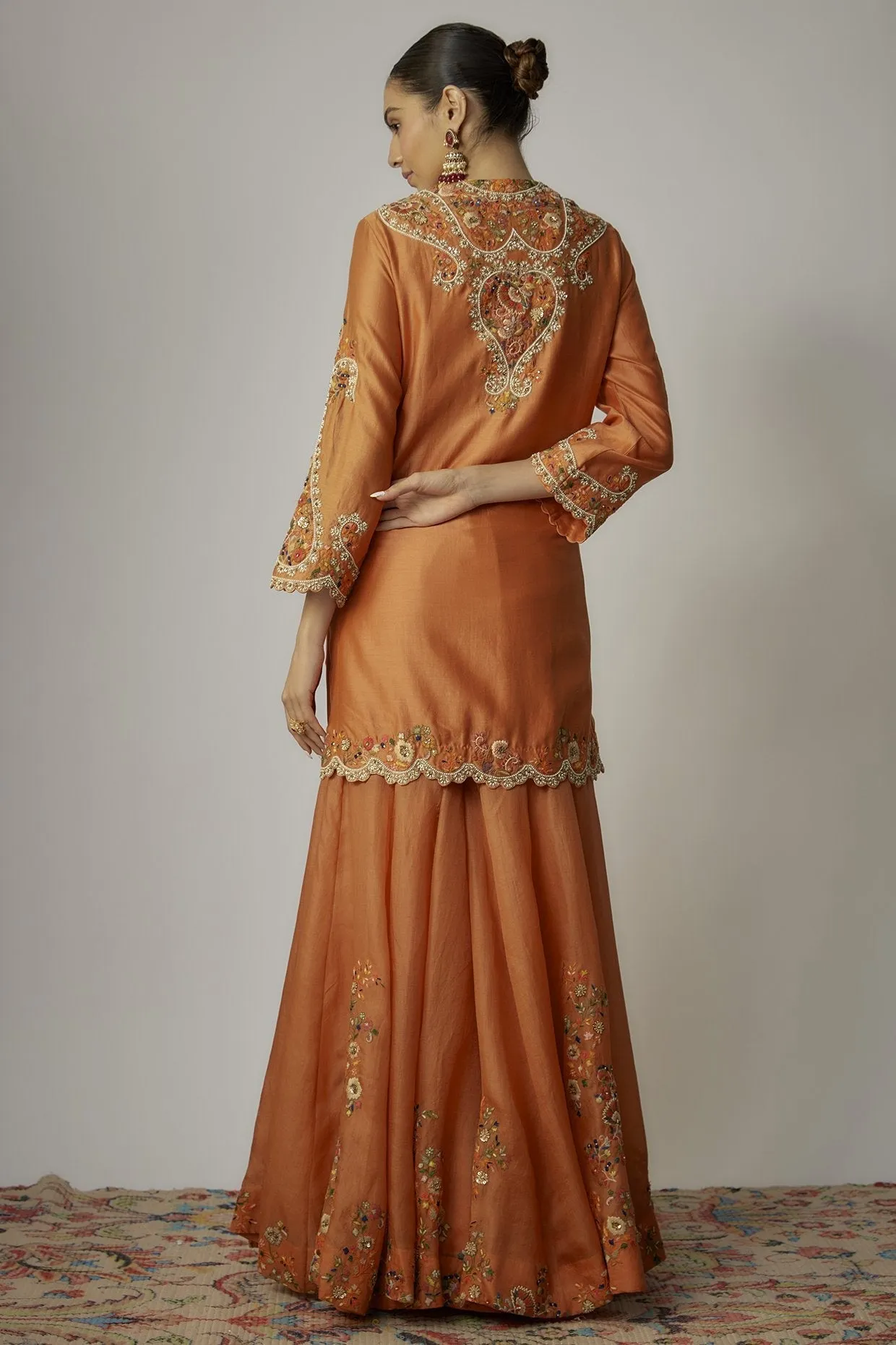Orange Organza Sharara Set
