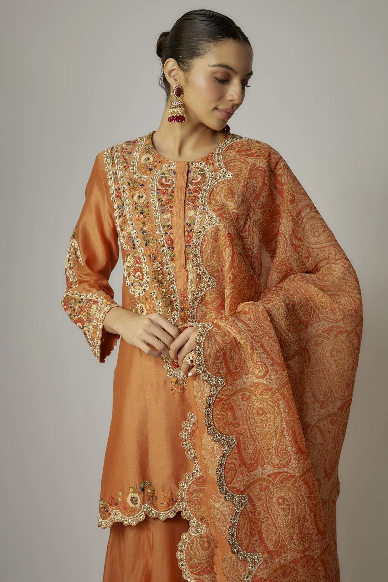 Orange Organza Sharara Set
