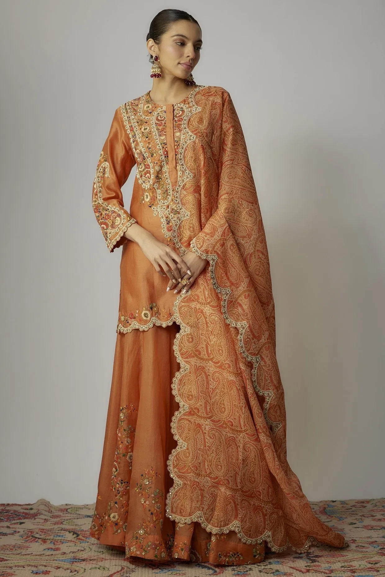 Orange Organza Sharara Set