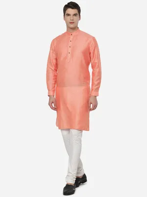 Orange Solid Regular Fit Modi Kurta | JadeBlue