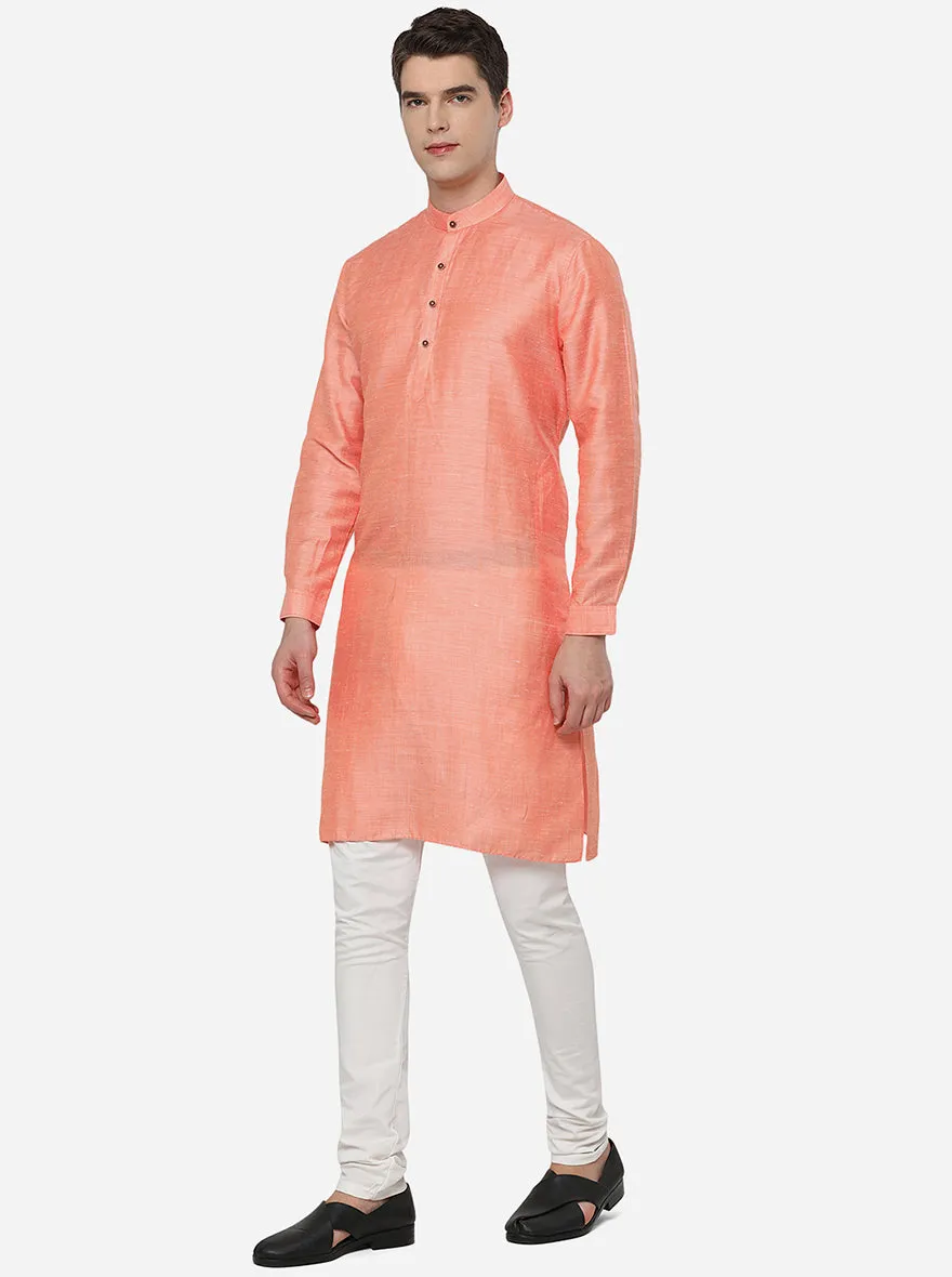 Orange Solid Regular Fit Modi Kurta | JadeBlue