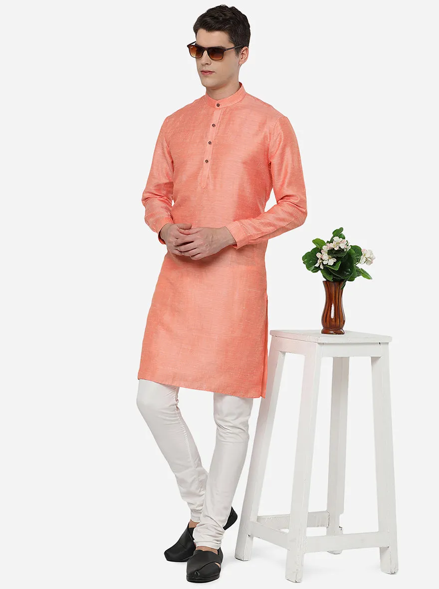 Orange Solid Regular Fit Modi Kurta | JadeBlue
