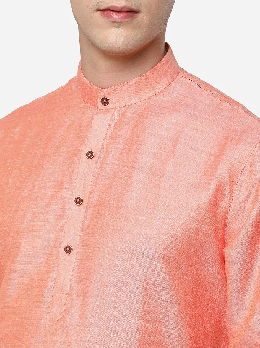 Orange Solid Regular Fit Modi Kurta | JadeBlue