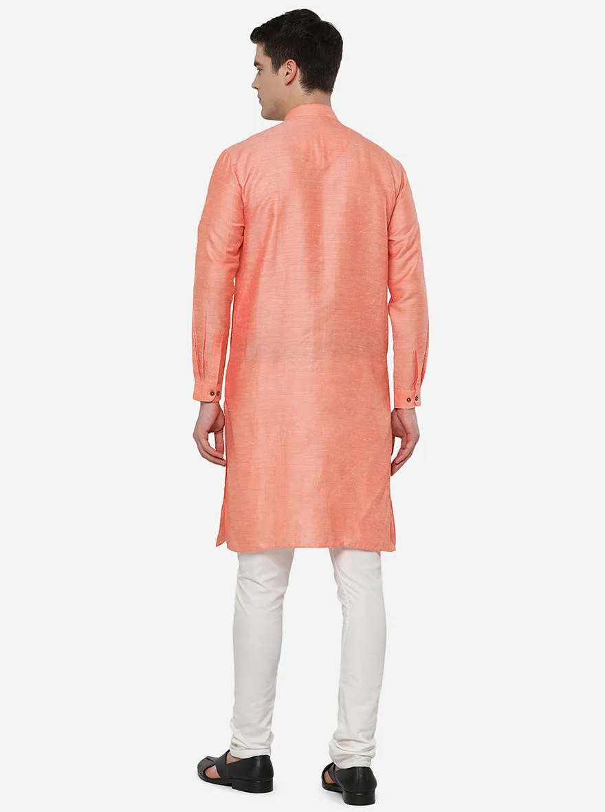 Orange Solid Regular Fit Modi Kurta | JadeBlue