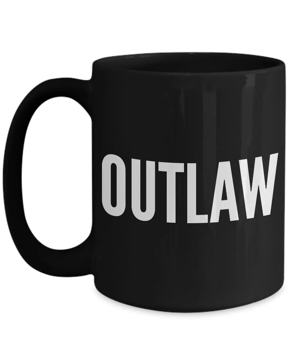 Outlaw Coffee Mug - Mugs for Men - Black Mug - Gifts for Rebel