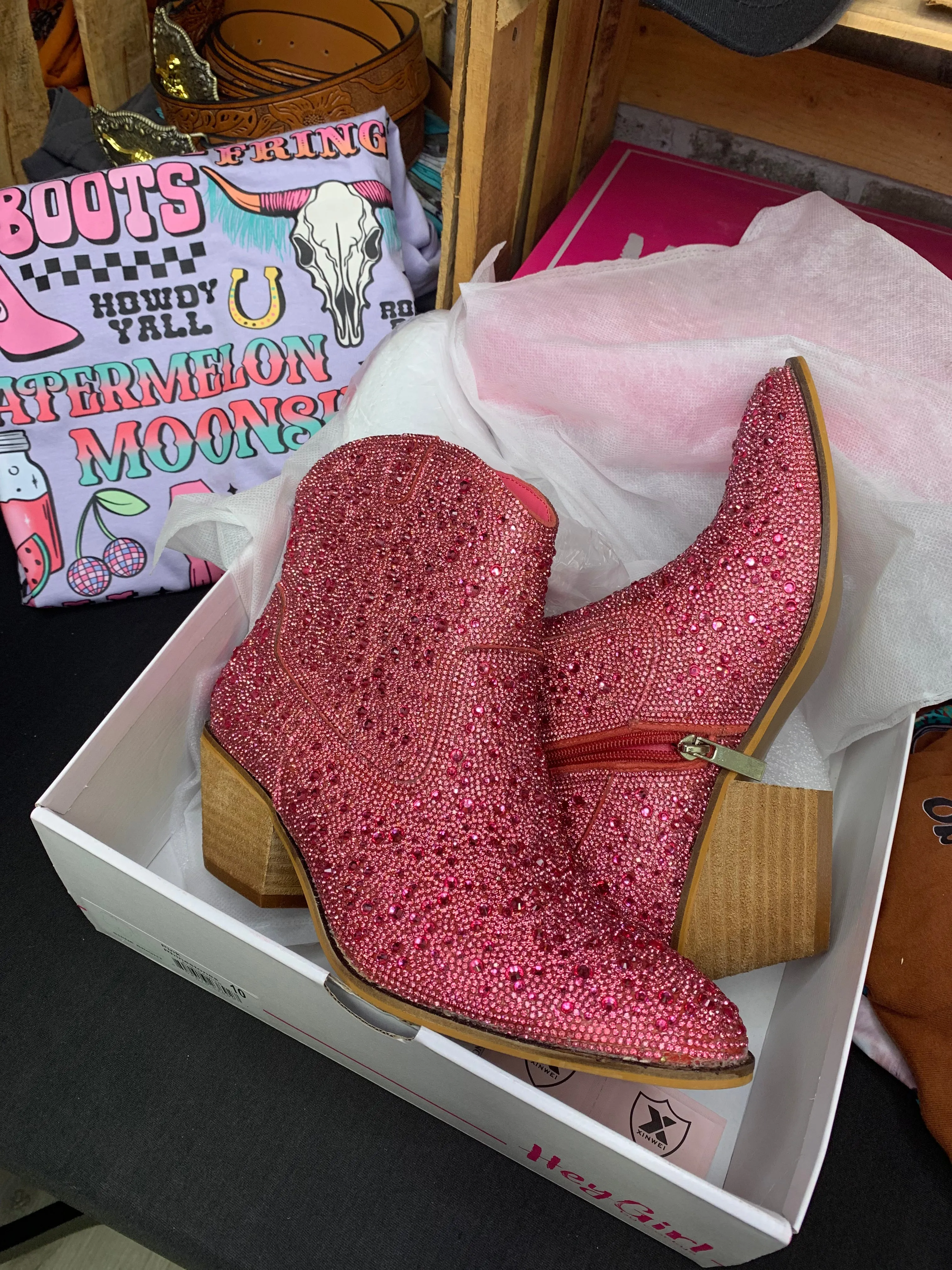 Pink Rhinestone Ankle Boots: Corkys Footwear's Comfortable Insoles Infused with Western Glamour – Step into Chic Cowgirl Elegance