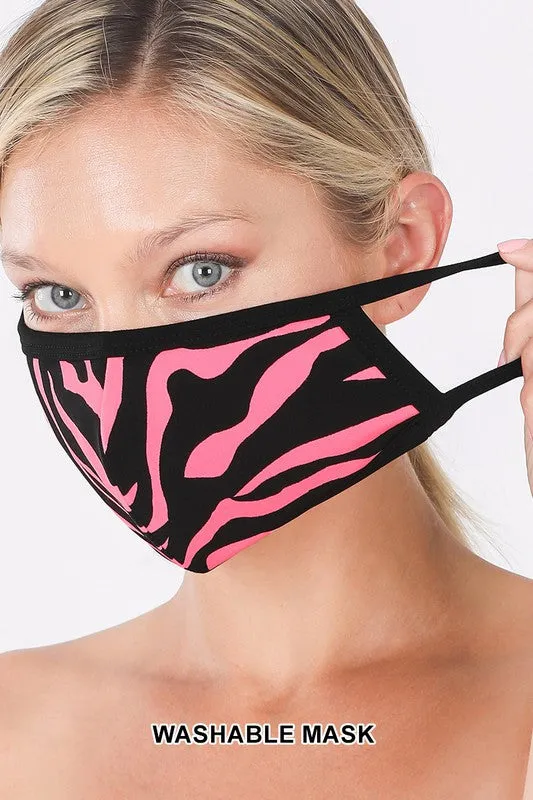 Pink Zebra Print Reusable Face Mask