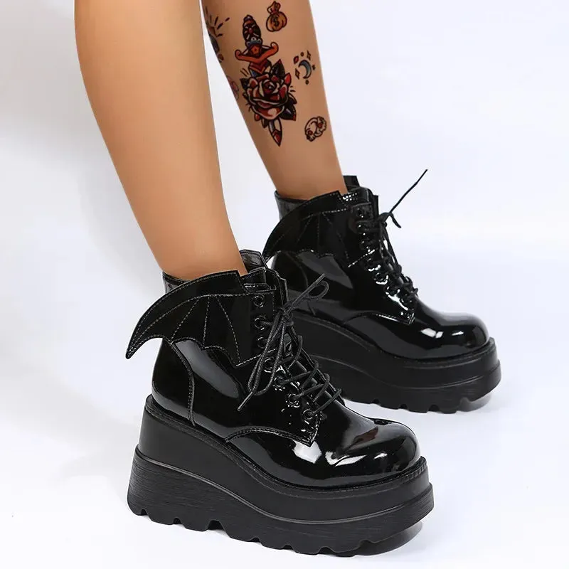Platform Women Boot Autumn Newpersonalized Gothic Women Shoe High Heel Ankle Boot Handsome Large43 Motorcycle Boot Botas Mujer