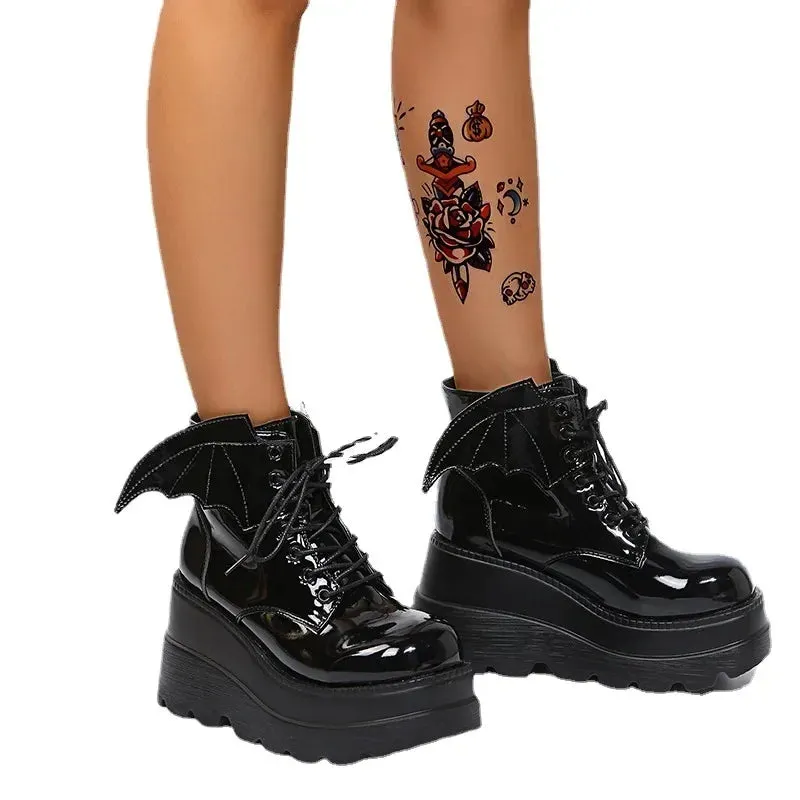 Platform Women Boot Autumn Newpersonalized Gothic Women Shoe High Heel Ankle Boot Handsome Large43 Motorcycle Boot Botas Mujer