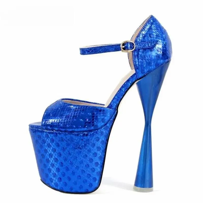 Platforms Pumps Retro Open Toe Stilettos 19cm Thick High-Heeled Shoes