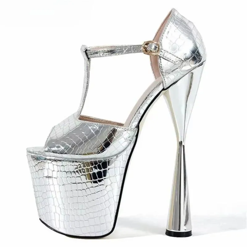 Platforms Pumps Retro Open Toe Stilettos 19cm Thick High-Heeled Shoes