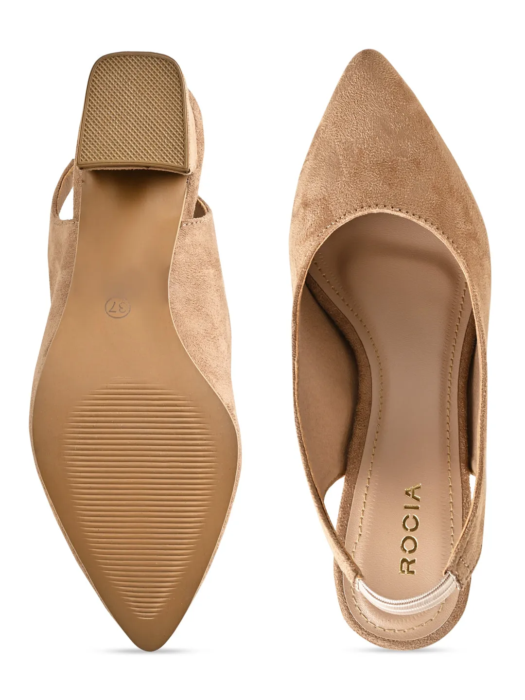 Rocia By Regal Beige Women Suede Sling Backs