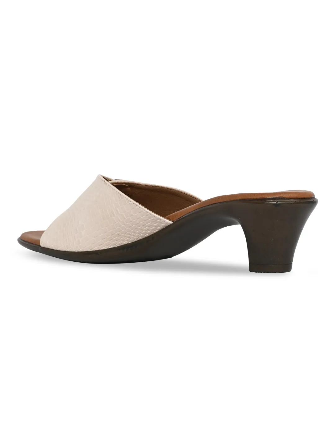 Rocia By Regal Beige Women Textured Kitten Heel Sandals