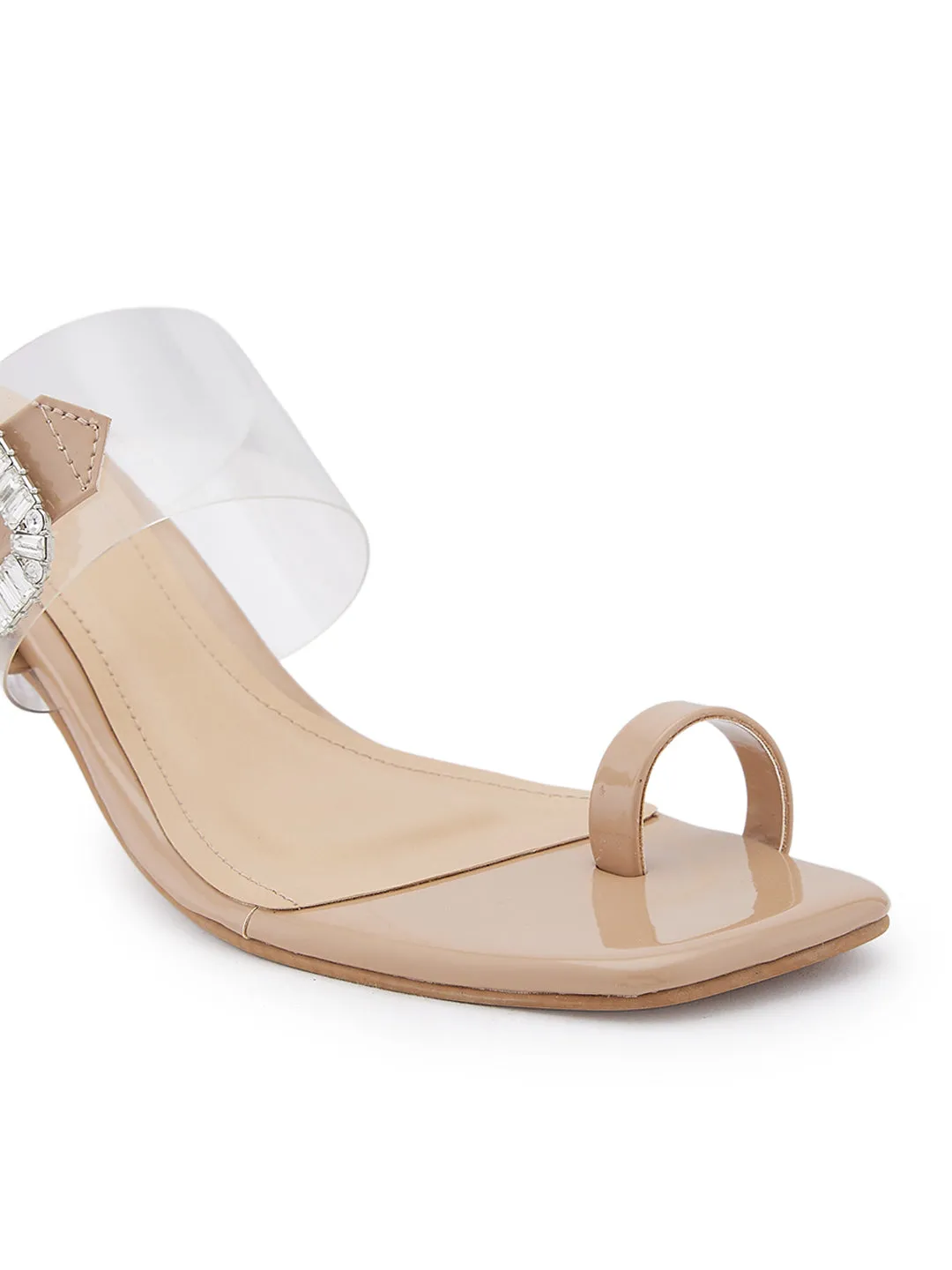 Rocia By Regal Beige Women Transparent Heel One Toe Vinyl Sandal