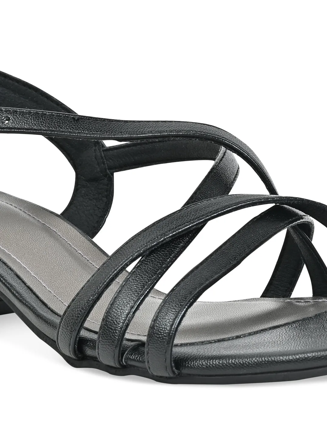 Rocia By Regal Black Women Casual Strappy Box Heel Sandals