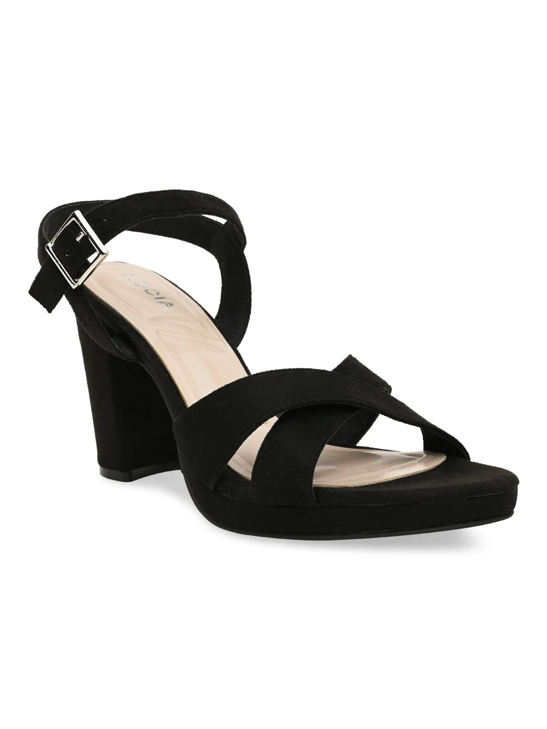 Rocia By Regal Black Women High Block Heel Sandals
