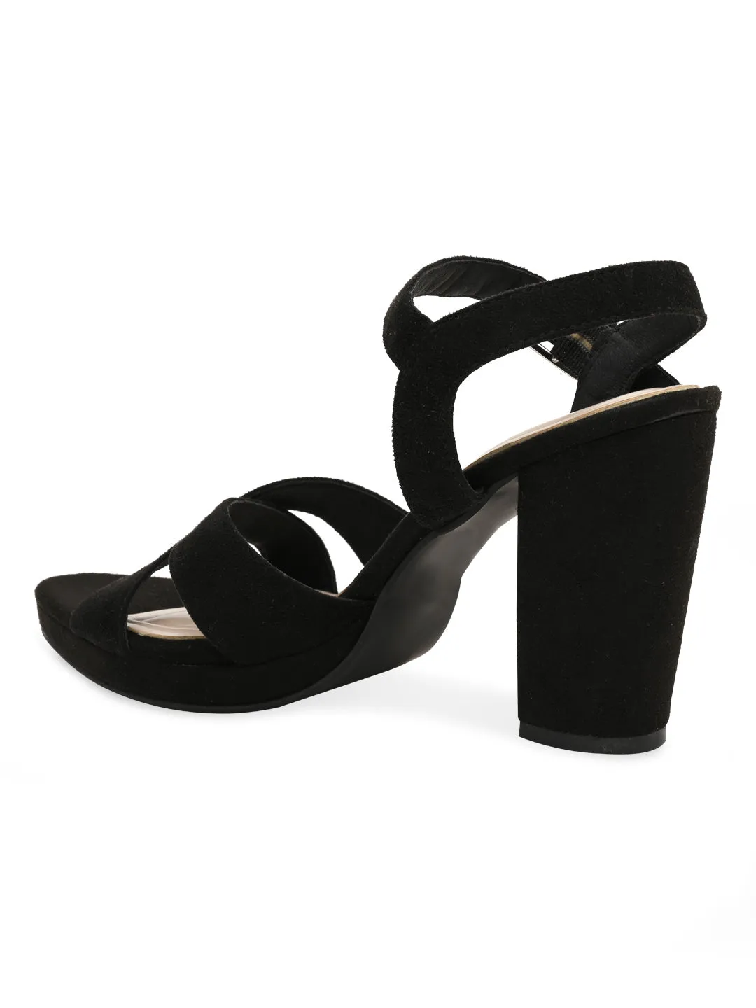 Rocia By Regal Black Women High Block Heel Sandals