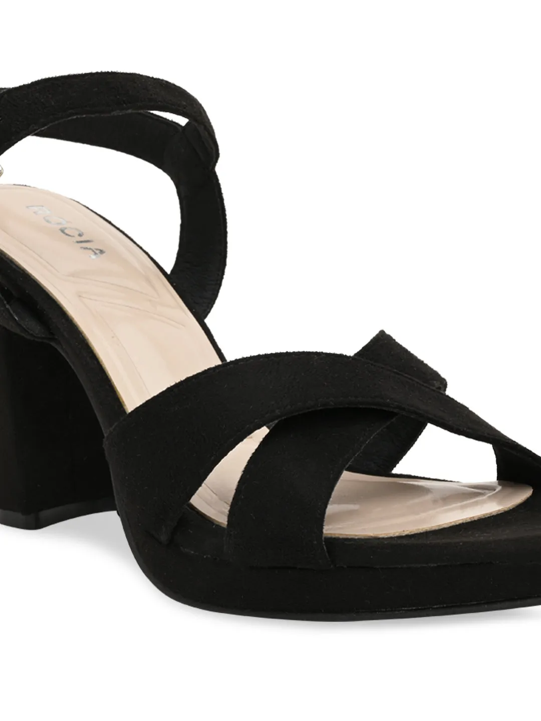 Rocia By Regal Black Women High Block Heel Sandals