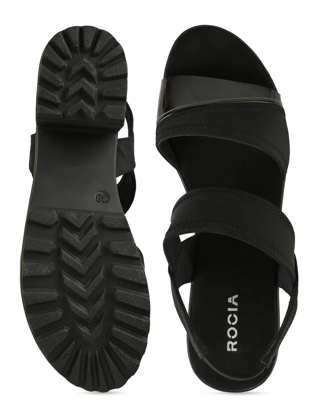 Rocia By Regal Black Women High Lycra Platform Sandals