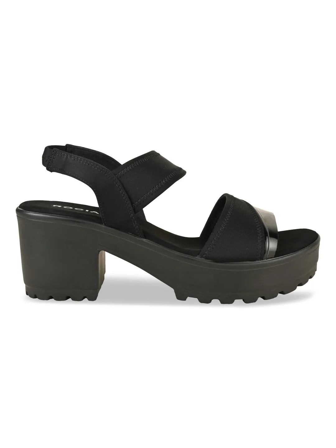 Rocia By Regal Black Women High Lycra Platform Sandals