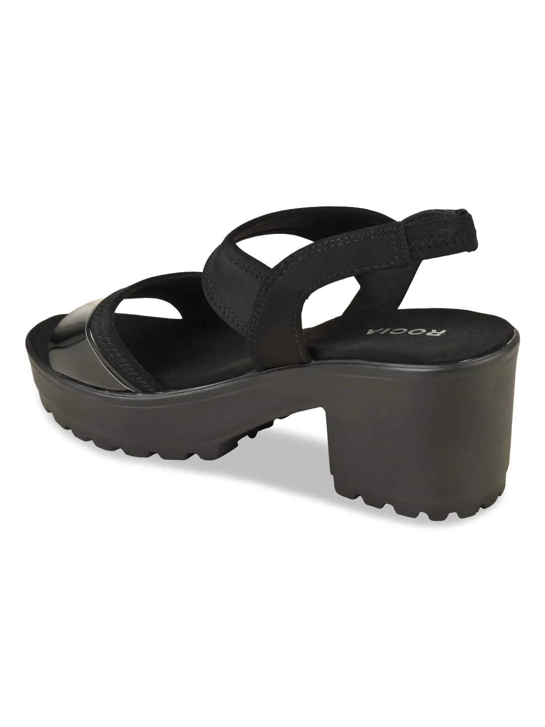 Rocia By Regal Black Women High Lycra Platform Sandals
