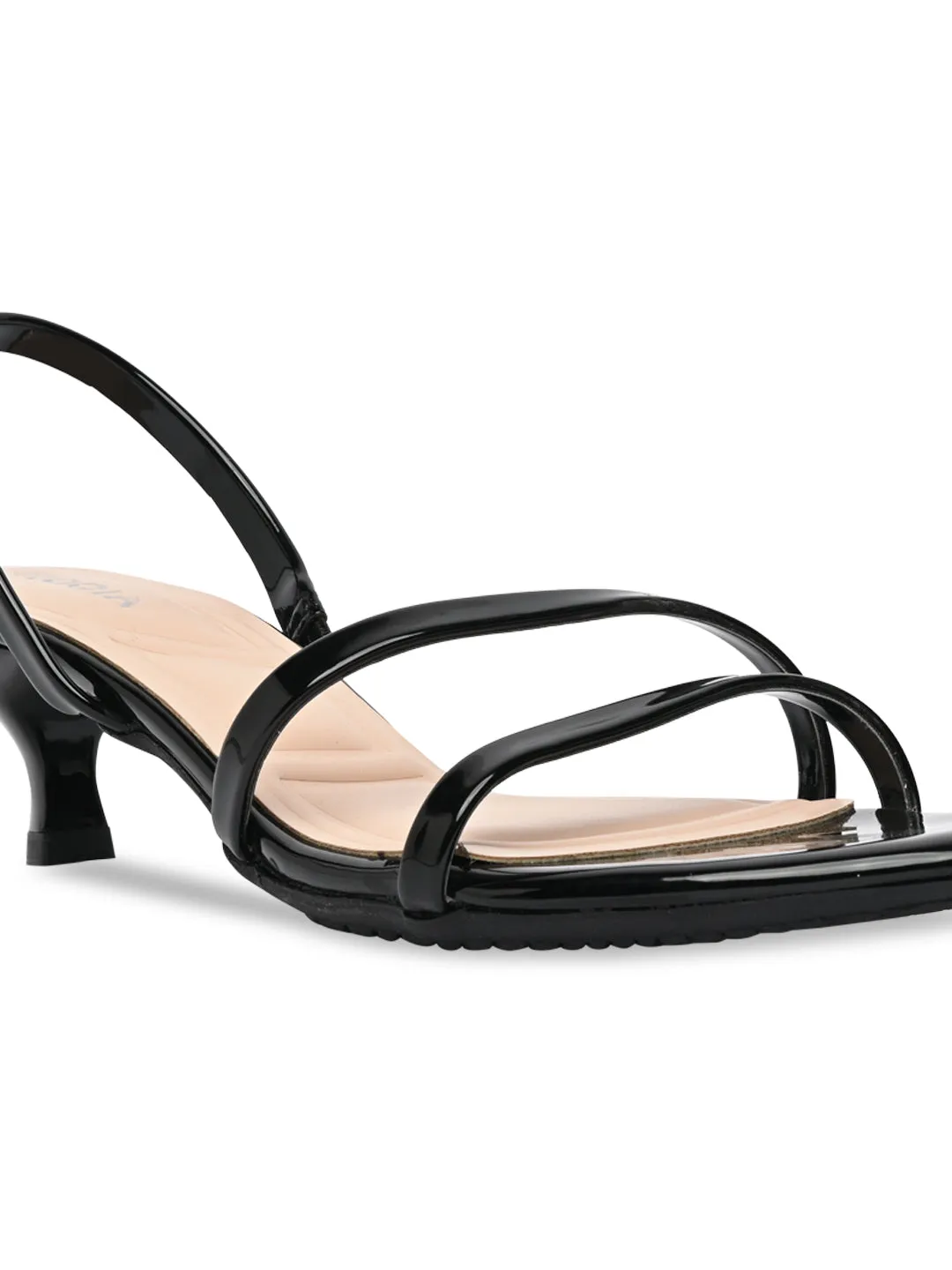 Rocia By Regal Black Women Patent Strappy Kitten Heels