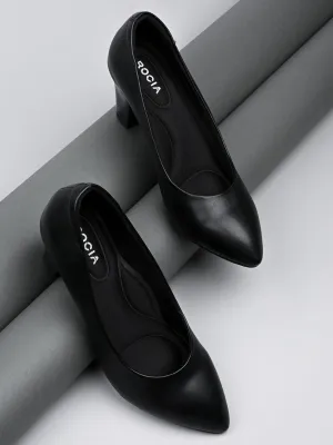 Rocia By Regal Black Women Stacking Heel Pumps