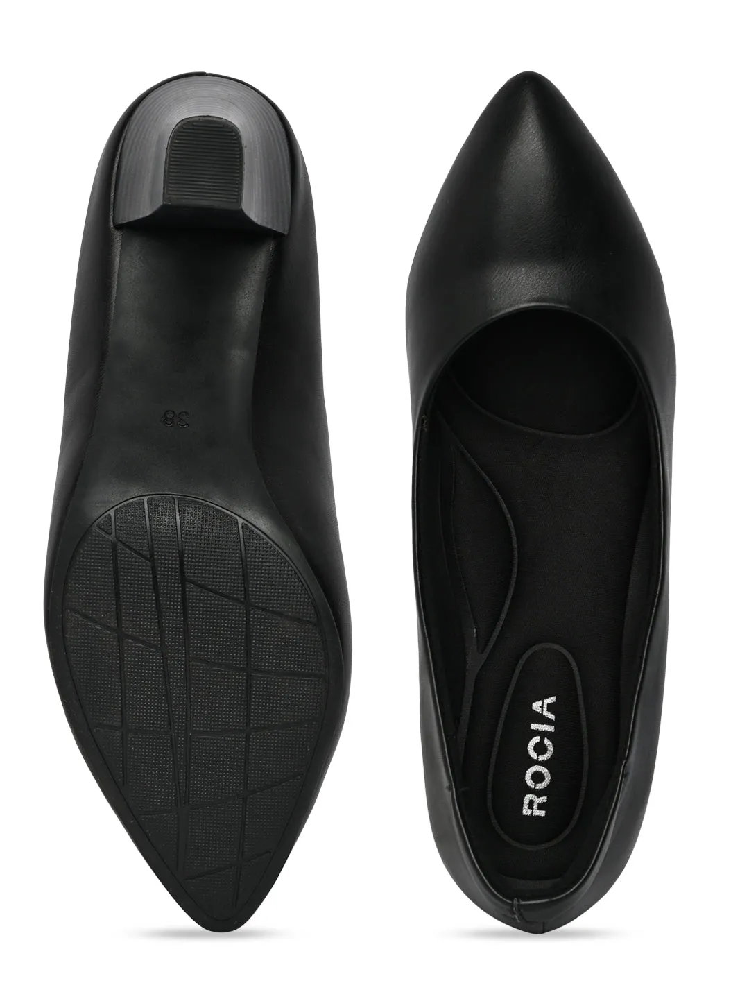 Rocia By Regal Black Women Stacking Heel Pumps