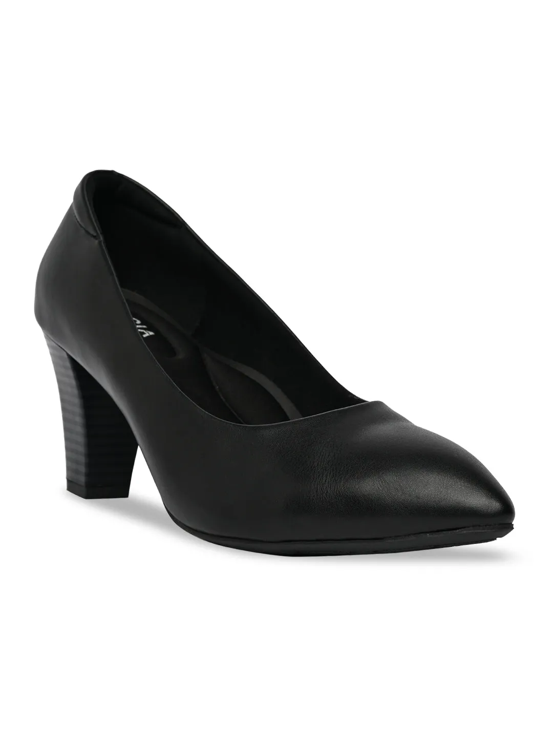 Rocia By Regal Black Women Stacking Heel Pumps